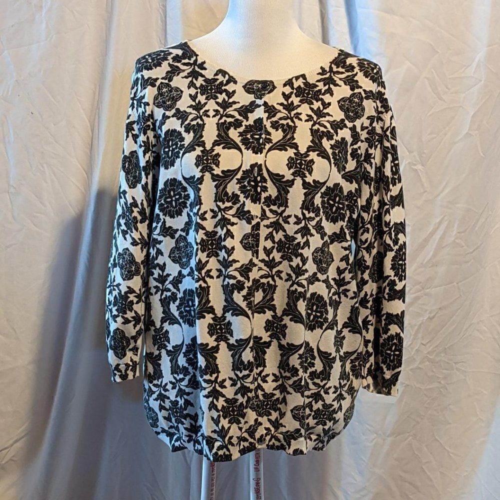 AUGUST SILK WOMAN LONG SLEEVE BUTTON SWEATER - 2X